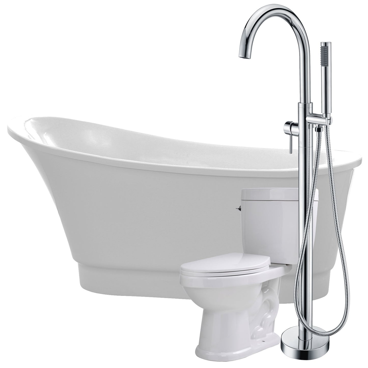 Prima 67 in. Acrylic Flatbottom Non-Whirlpool Bathtub with Kros Faucet and Talos 1.6 GPF Toilet - Luxe Bathroom Vanities Luxury Bathroom Fixtures Bathroom Furniture