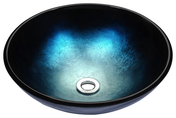 Stellar Series Deco-Glass Vessel Sink in Deep Sea - Luxe Bathroom Vanities