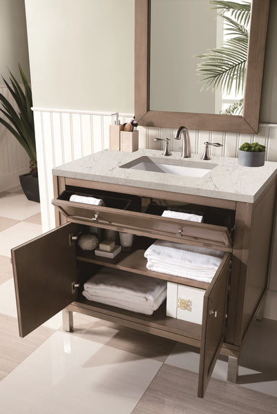 James Martin Chicago 36" Whitewashed Walnut Single Vanity with 3 CM Countertop - Luxe Bathroom Vanities