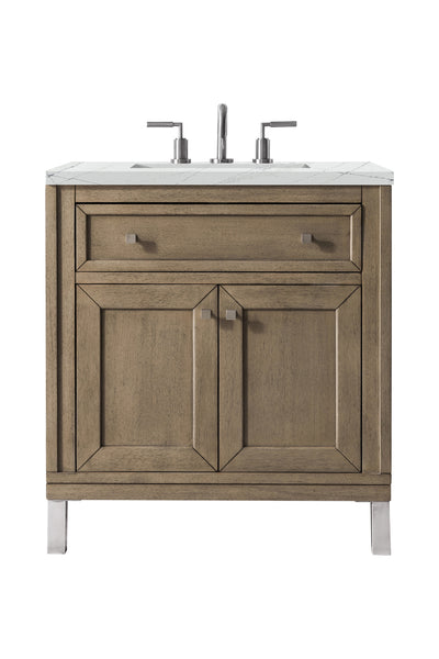 James Martin Chicago 30" Whitewashed Walnut Single Vanity with 3 CM Countertop - Luxe Bathroom Vanities