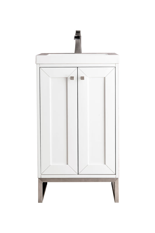 James Martin Chianti 20" Single Vanity Cabinet with White Glossy Composite Countertop - Luxe Bathroom Vanities