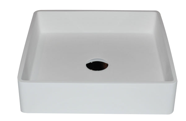 Passage Series 1-Piece Man Made Stone Vessel Sink in Matte White with Key Faucet in Brushed Nickel - Luxe Bathroom Vanities