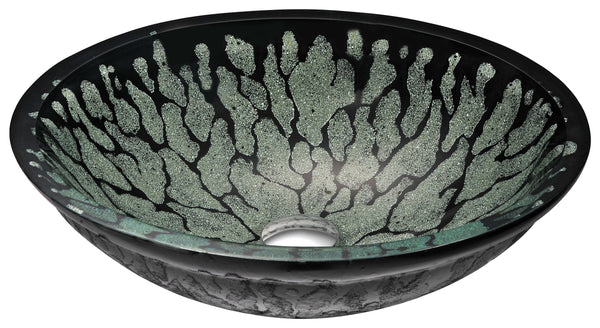 Bravo Series Deco-Glass Vessel Sink in Lustrous Black with Crown Faucet in Chrome - Luxe Bathroom Vanities