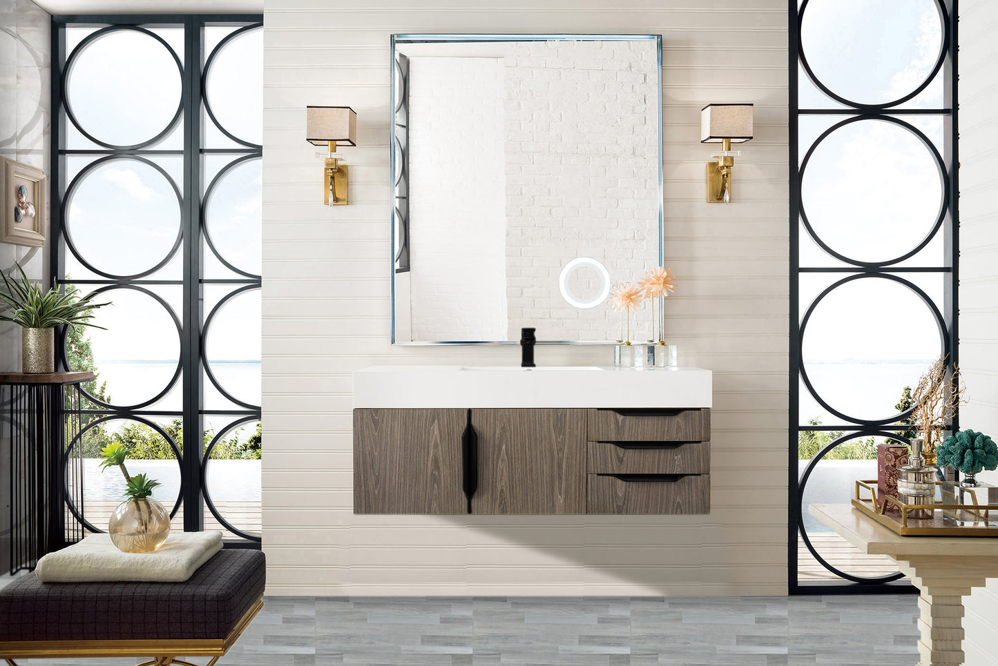 James Martin Mercer Island 48" Single Vanity with Glossy Composite Top - Luxe Bathroom Vanities