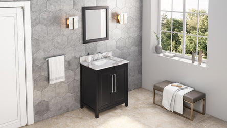 Hardware Resources Jeffrey Alexander 30" Cade Vanity, undermount rectangle bowl - Luxe Bathroom Vanities