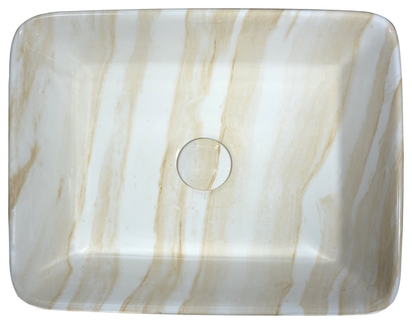 Marbled Series Ceramic Vessel Sink in Marbled Cream Finish - Luxe Bathroom Vanities