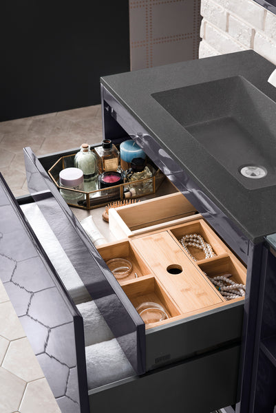James Martin Milan 31.5" Single Vanity Cabinet with Countertop and Metal Base - Luxe Bathroom Vanities