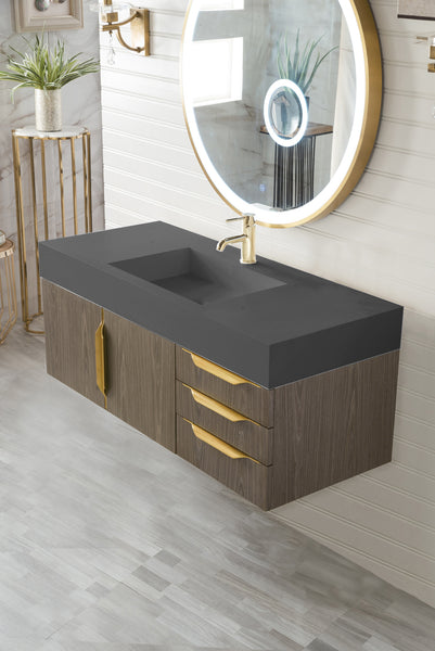 James Martin Mercer Island 48" Single Vanity with Glossy Composite Top - Luxe Bathroom Vanities