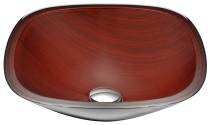 Cansa Series Deco-Glass Vessel Sink in Rich Timber with Fann Faucet in Brushed Nickel - Luxe Bathroom Vanities