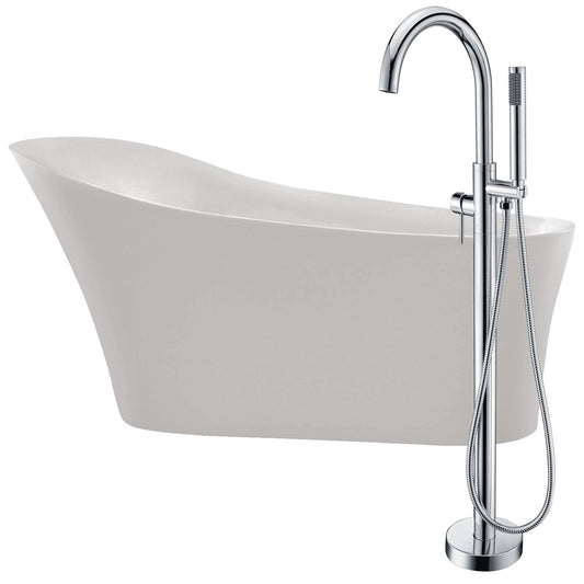 Maple 67 in. Acrylic Flatbottom Non-Whirlpool Bathtub in White with Kros Faucet in Polished Chrome - Luxe Bathroom Vanities Luxury Bathroom Fixtures Bathroom Furniture