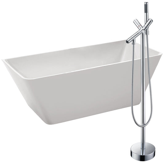 Zenith 67 in. Acrylic Soaking Bathtub in White with Havasu Faucet in Polished Chrome - Luxe Bathroom Vanities Luxury Bathroom Fixtures Bathroom Furniture