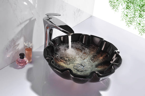 Stellar Series Deco-Glass Vessel Sink in Opal Crest - Luxe Bathroom Vanities