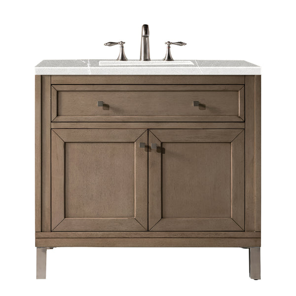 James Martin Chicago 36" Whitewashed Walnut Single Vanity with 3 CM Countertop - Luxe Bathroom Vanities