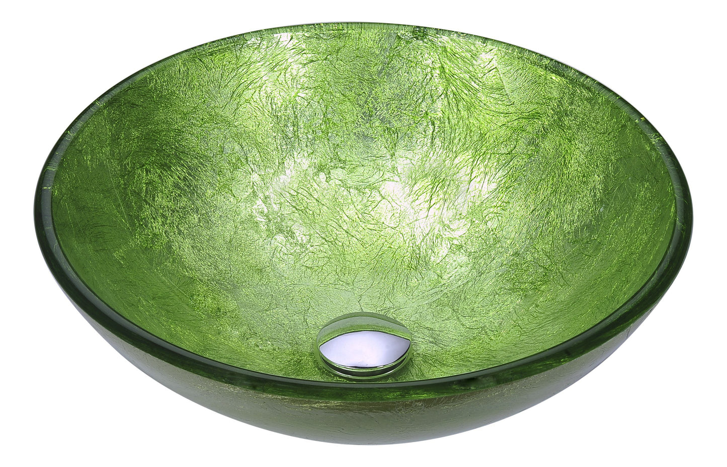 Posh Series Deco-Glass Vessel Sink in Golden Green - Luxe Bathroom Vanities