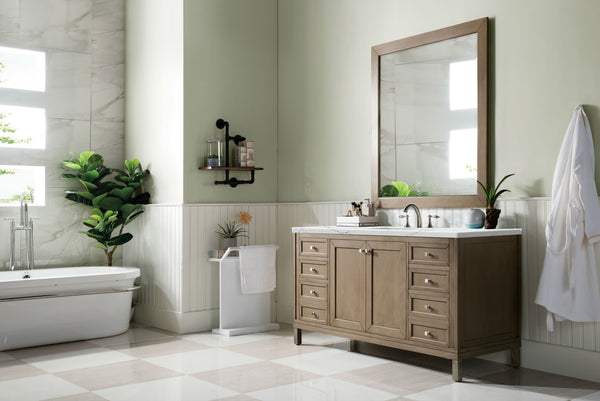James Martin Chicago 60" Whitewashed Walnut Single Vanity with 3 CM Countertop - Luxe Bathroom Vanities
