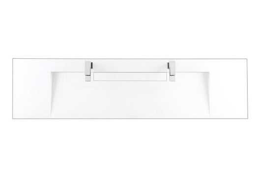 James Martin 72" Double Top, Composite Stone, Glossy White Finish - Luxe Bathroom Vanities
