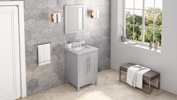 Hardware Resources Jeffrey Alexander 24" Cade Vanity, undermount rectangle bowl - Luxe Bathroom Vanities