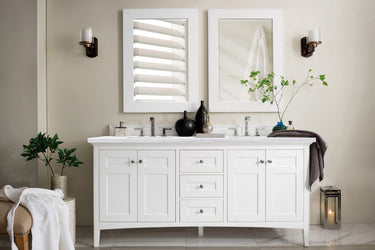 James Martin Palisades 72" Bright White Double Vanity with 3 CM Countertop - Luxe Bathroom Vanities