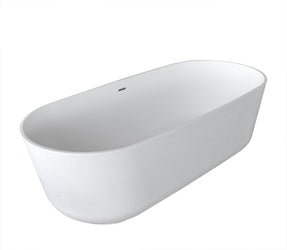 Sabbia 5.9 ft. Man-Made Stone Center Drain Freestanding Bathtub in Matte White - Luxe Bathroom Vanities Luxury Bathroom Fixtures Bathroom Furniture