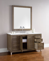 James Martin Chicago 60" Whitewashed Walnut Single Vanity with 3 CM Countertop - Luxe Bathroom Vanities