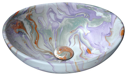 Sona Series Ceramic Vessel Sink in Marbled Adobe - Luxe Bathroom Vanities
