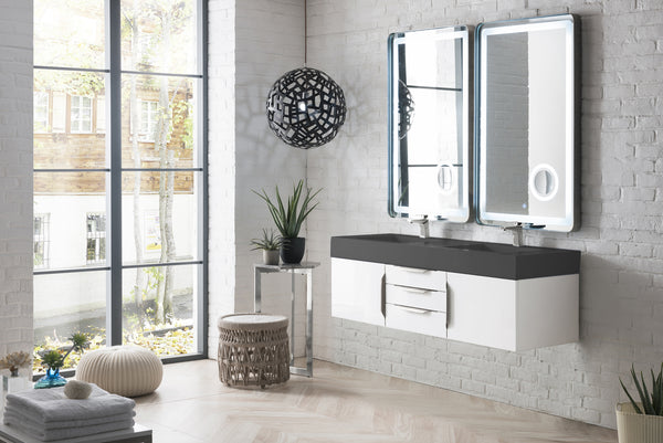 James Martin Mercer Island 59" Double Vanity with Glossy Composite Top - Luxe Bathroom Vanities