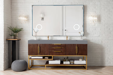 James Martin Columbia 72" Double Vanity with Glossy Composite Top and Base Metal - Luxe Bathroom Vanities