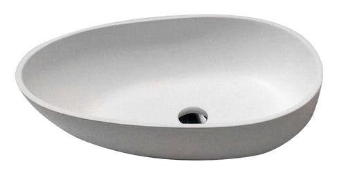 Trident 1-Piece Man Made Stone Vessel Sink in Matte White with Crown Faucet in Chrome - Luxe Bathroom Vanities