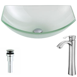 Pendant Series Deco-Glass Vessel Sink in Lustrous Frosted with Harmony Faucet - Luxe Bathroom Vanities