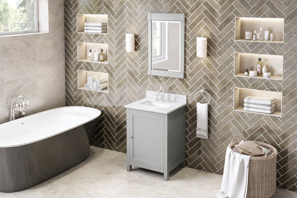 Hardware Resources Jeffrey Alexander 24" Astoria Vanity, undermount rectangle bowl - Luxe Bathroom Vanities