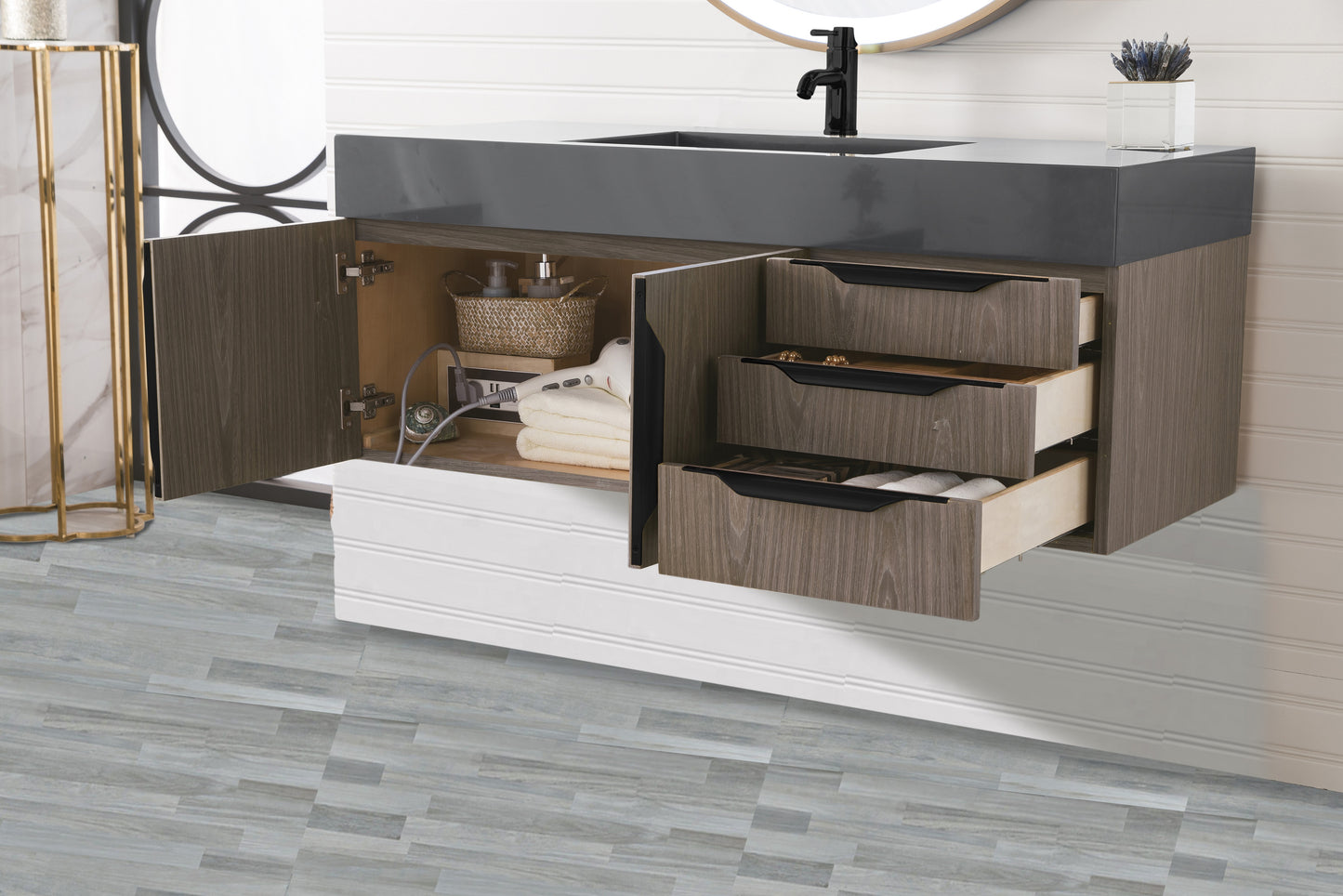 James Martin Mercer Island 48" Single Vanity with Glossy Composite Top - Luxe Bathroom Vanities