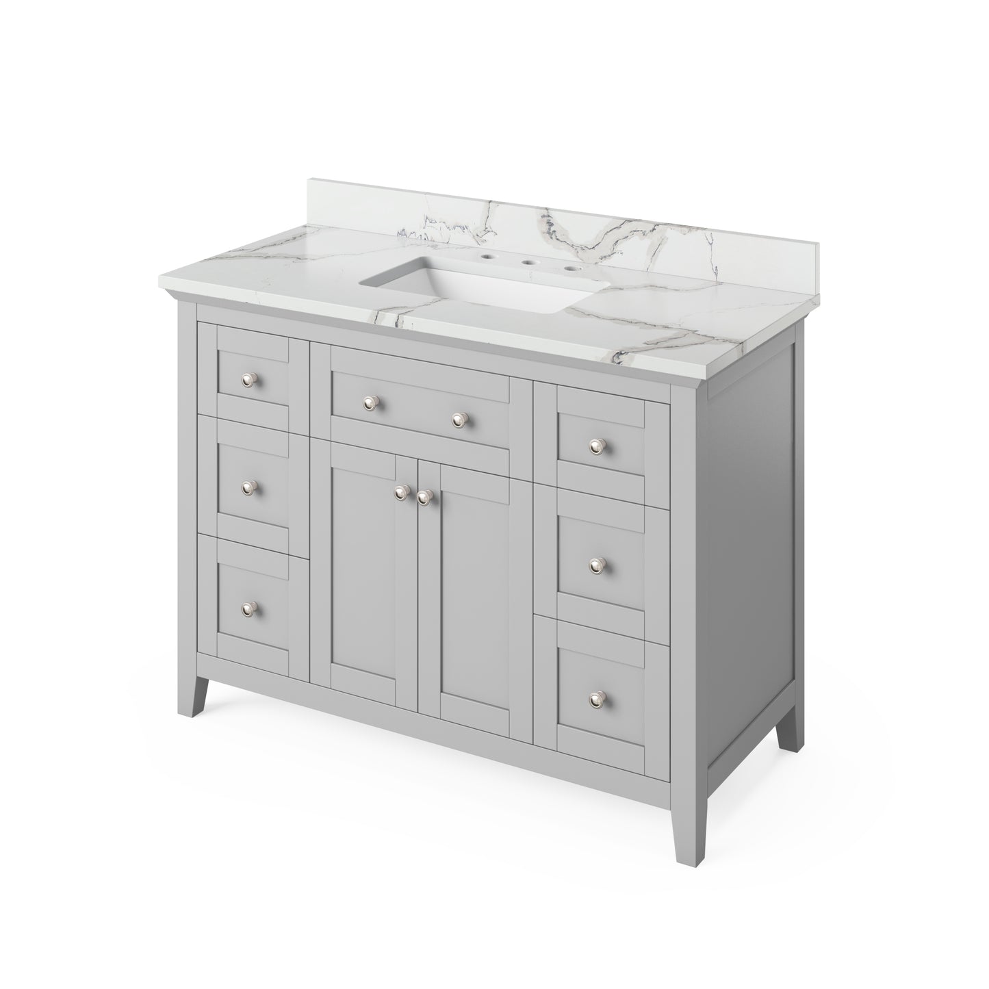 Hardware Resources Jeffrey Alexander 48" Chatham Vanity, undermount rectangle bowl - Luxe Bathroom Vanities