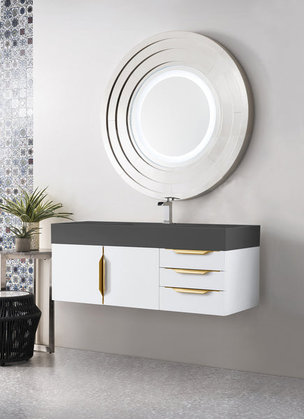 James Martin Mercer Island 48" Single Vanity with Glossy Composite Top - Luxe Bathroom Vanities