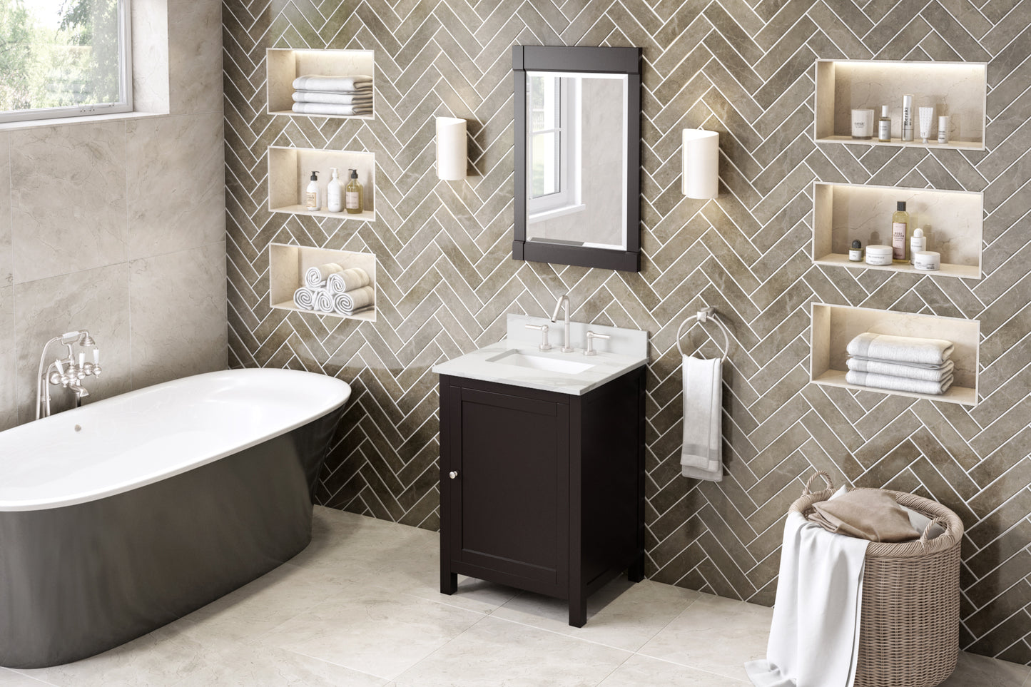 Hardware Resources Jeffrey Alexander 24" Astoria Vanity, undermount rectangle bowl - Luxe Bathroom Vanities