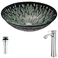 Bravo Series Deco-Glass Vessel Sink in Lustrous Black with Harmony Faucet - Luxe Bathroom Vanities