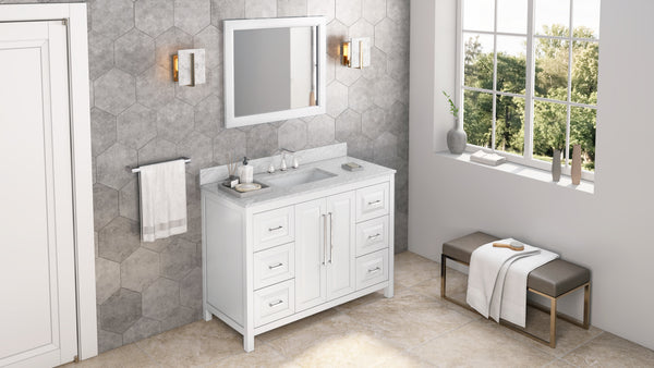 Hardware Resources Jeffrey Alexander 48" Cade Vanity, undermount rectangle bowl - Luxe Bathroom Vanities