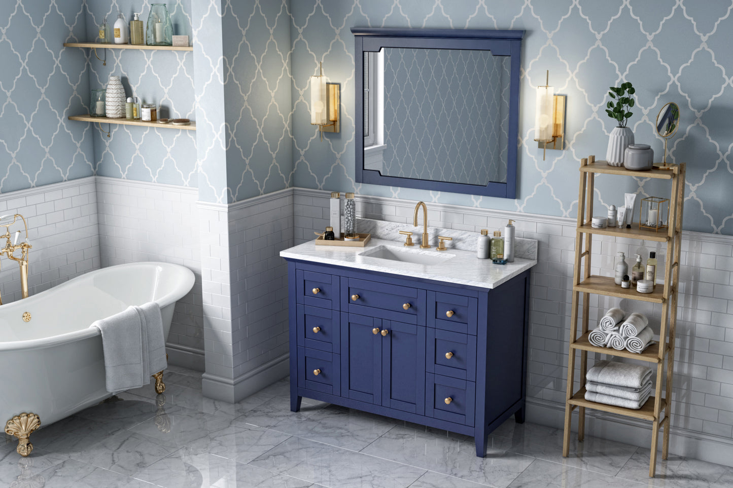 Hardware Resources Jeffrey Alexander 48" Chatham Vanity, undermount rectangle bowl - Luxe Bathroom Vanities