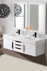 James Martin Mercer Island 59" Double Vanity with Glossy Composite Top - Luxe Bathroom Vanities