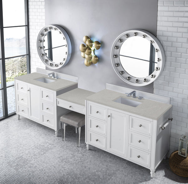 James Martin Copper Cove Encore 122" Double Vanity Set with Makeup Table and 3 CM Countertop - Luxe Bathroom Vanities