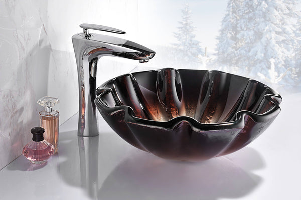 Stellar Series Deco-Glass Vessel Sink in Opal Crest - Luxe Bathroom Vanities