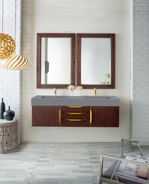 James Martin Mercer Island 59" Double Vanity with Glossy Composite Top - Luxe Bathroom Vanities