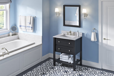 Hardware Resources Jeffrey Alexander 30" Adler Vanity, undermount rectangle bowl - Luxe Bathroom Vanities