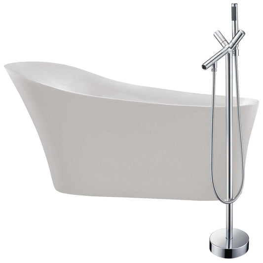 Maple 67 in. Acrylic Flatbottom Non-Whirlpool Bathtub in White with Havasu Faucet in Polished Chrome - Luxe Bathroom Vanities Luxury Bathroom Fixtures Bathroom Furniture