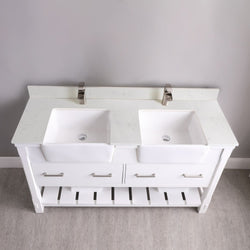 Altair Georgia 60" Double Bathroom Vanity Set Farmhouse Basin without Mirror - Luxe Bathroom Vanities