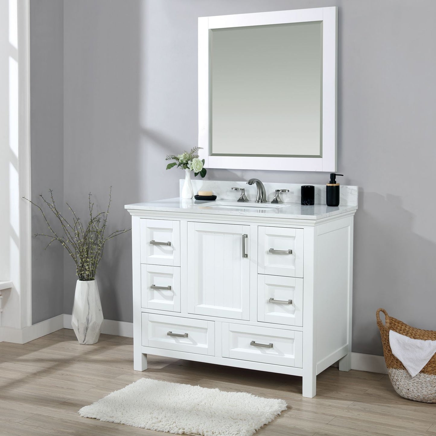 Altair Isla 42" Single Bathroom Vanity Set Countertop with Mirror - Luxe Bathroom Vanities