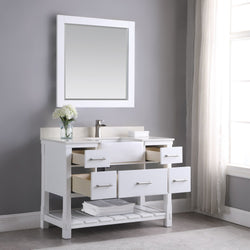 Altair Georgia 48" Single Bathroom Vanity Set Farmhouse Basin with Mirror - Luxe Bathroom Vanities