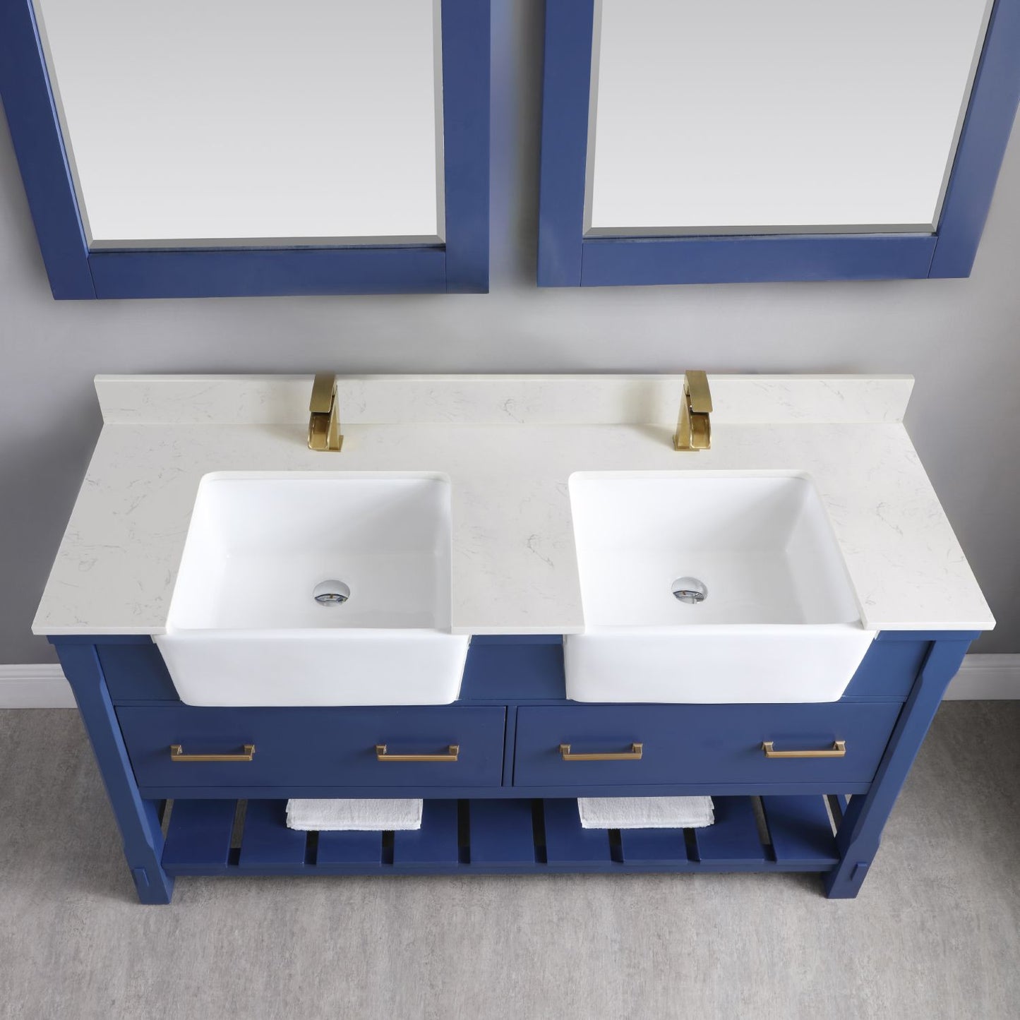 Altair Georgia 60" Double Bathroom Vanity Set Farmhouse Basin with Mirror - Luxe Bathroom Vanities