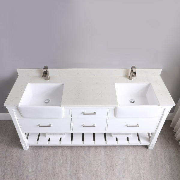 Altair Georgia 72" Double Bathroom Vanity Set Farmhouse Basin without Mirror - Luxe Bathroom Vanities