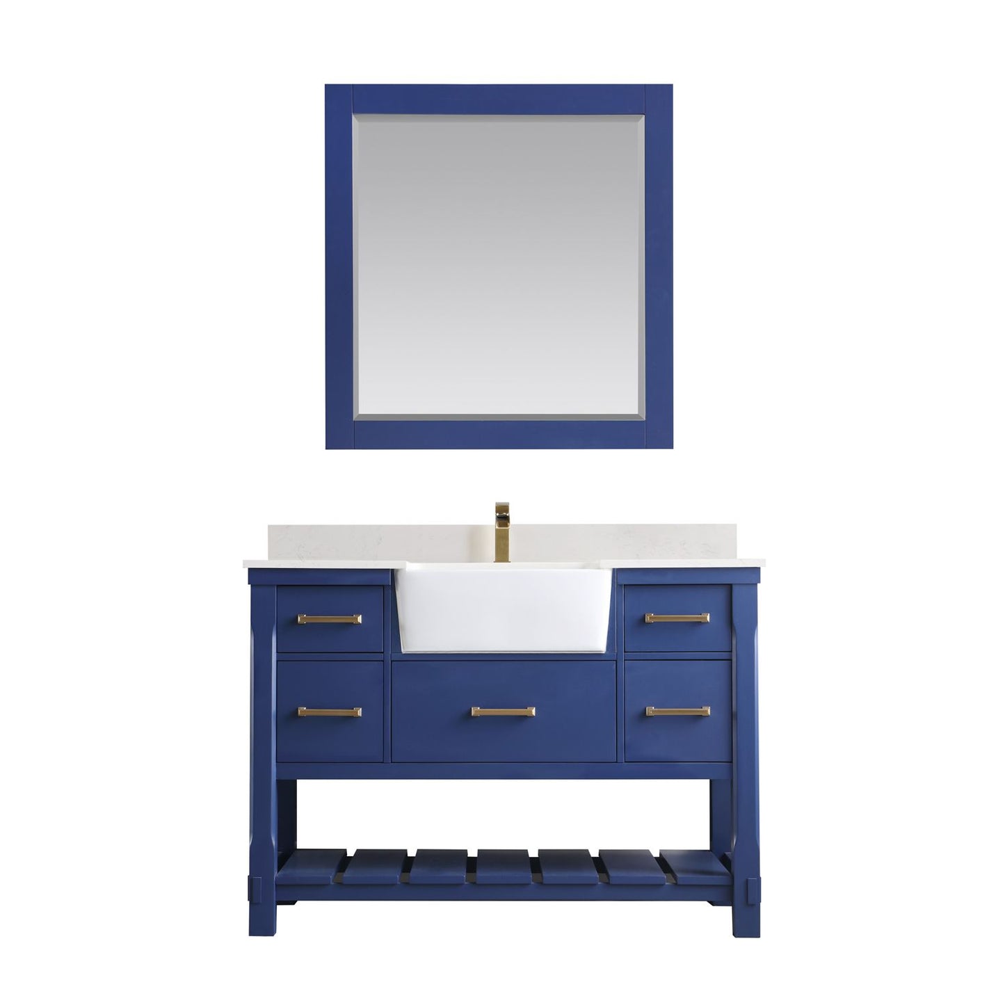 Altair Georgia 48" Single Bathroom Vanity Set Farmhouse Basin with Mirror - Luxe Bathroom Vanities