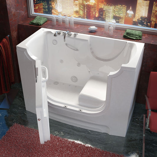 MediTub Wheel Chair Accessible 30 x 60 Left Drain White Whirlpool & Air Jetted Wheelchair Accessible Bathtub - Luxe Bathroom Vanities Luxury Bathroom Fixtures Bathroom Furniture